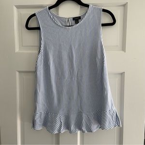 Ann Taylor Blue and White Stripe Tank